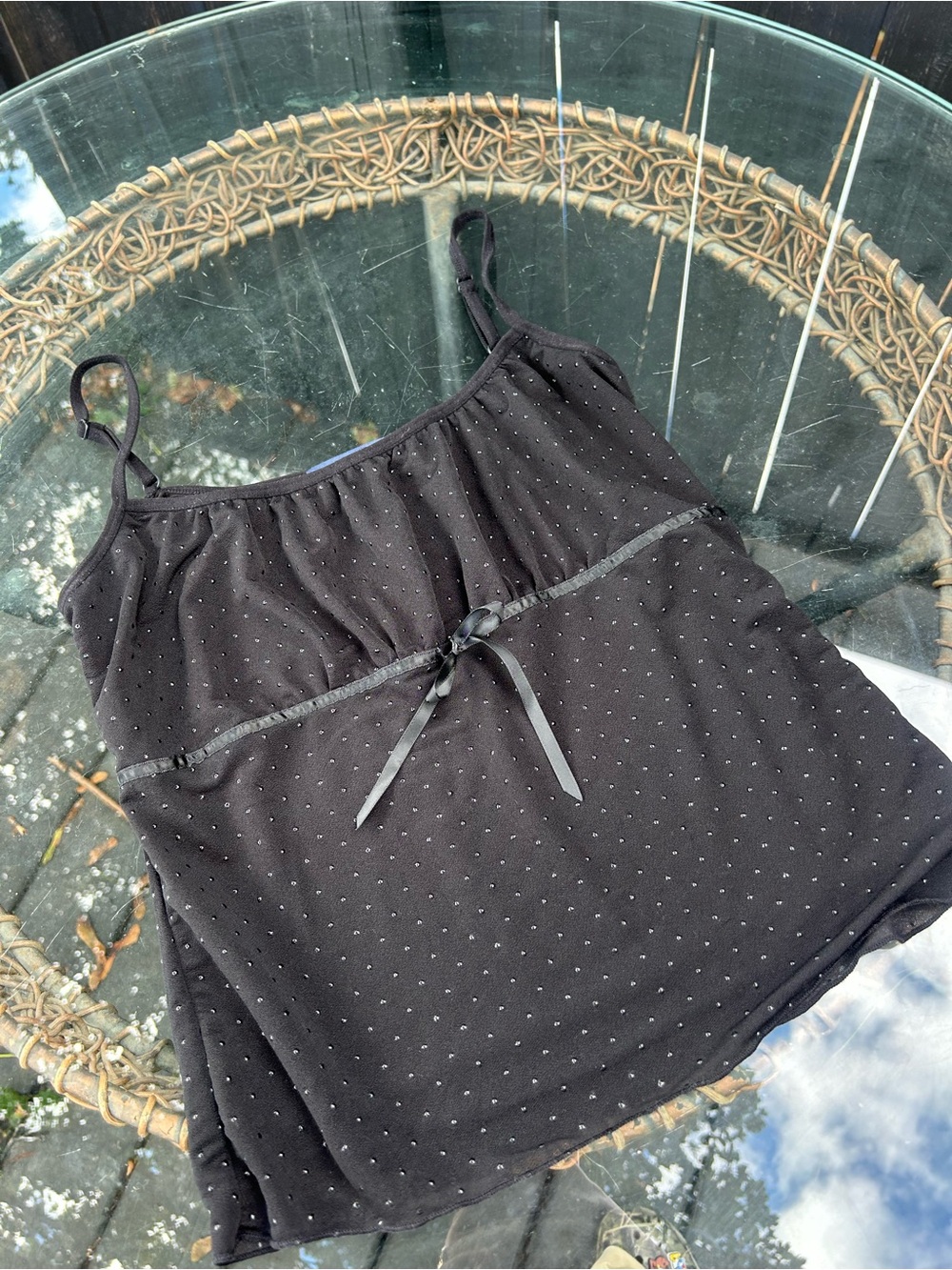 Brandy Melville Black Polka Dot Cami Tank Top - Unbranded